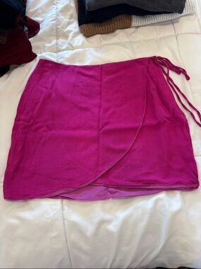 Lulu's Hot Pink Wrap Mini Skirt